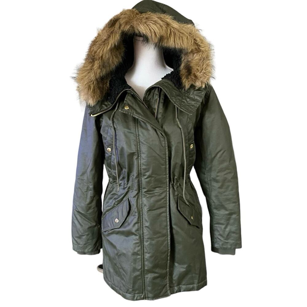 J Crew Size XS Perfect Parka Coat Eco Friendly Primaloft Green FLAW - Picture 2 of 8